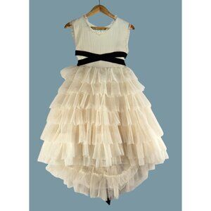 Joy Folie Geneva Petticoat Dress Cream Tuel Youth 12 Black Velvet Ribbon Mia Joy